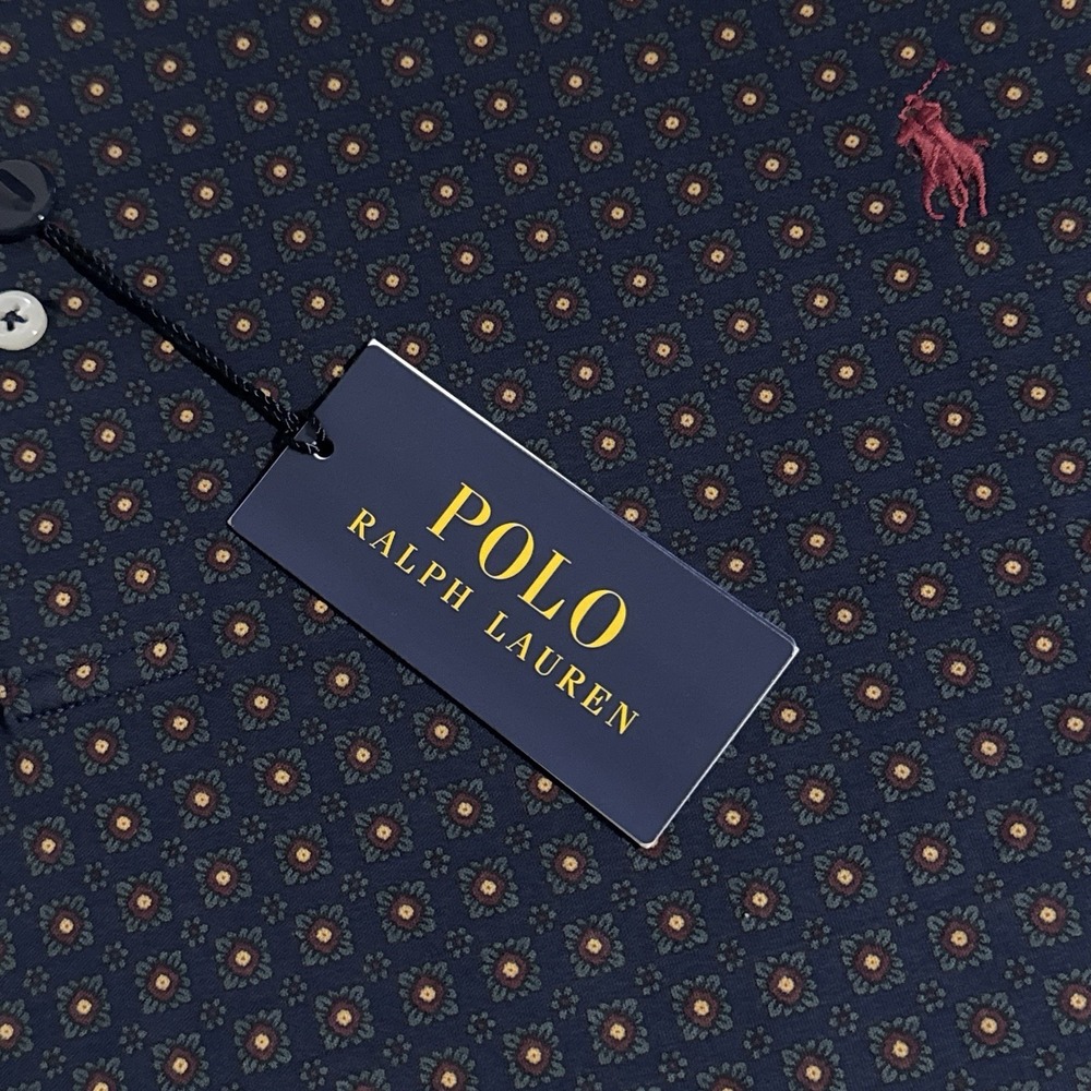 Polo Ralph Lauren Men's 5XB Foulard Print Interlock Soft Touch Long Sleeve Polo